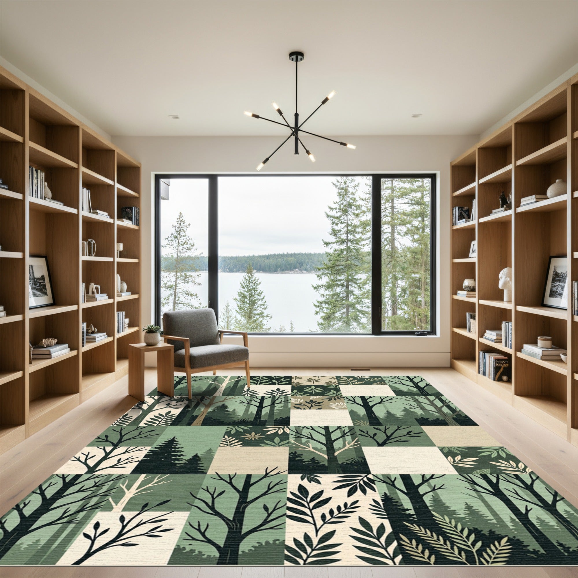 Forest Trees Botanical Patchwork Rug