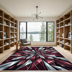 Radiant Red Crystal Burst Rug