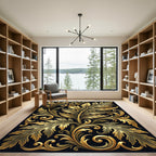 Elegant Golden Acanthus Foliage Scrollwork Rug
