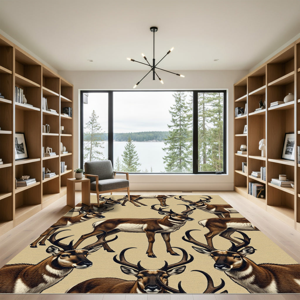 Majestic Antelope Horned Fauna Illustration Rug