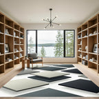Minimalist Monochrome Geometric Floating Square Rug