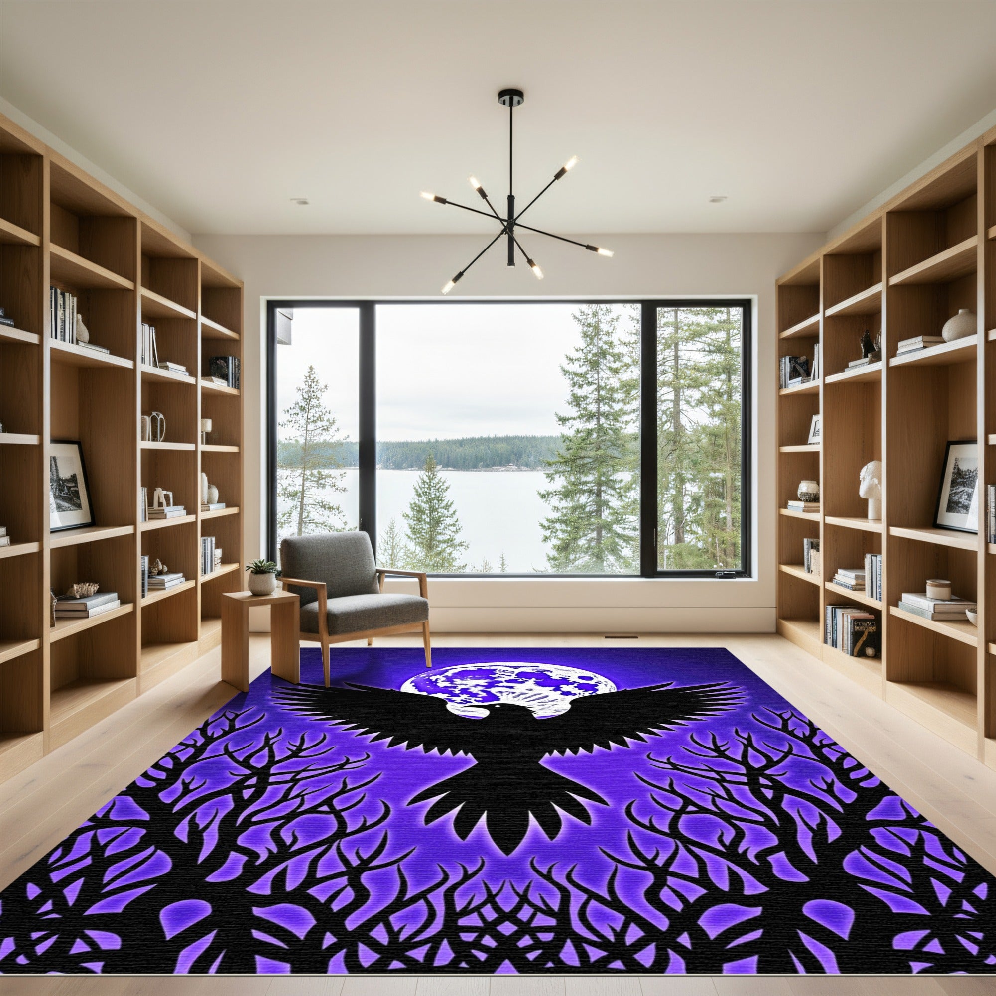 Ethereal Raven Moonlit Forest Rug