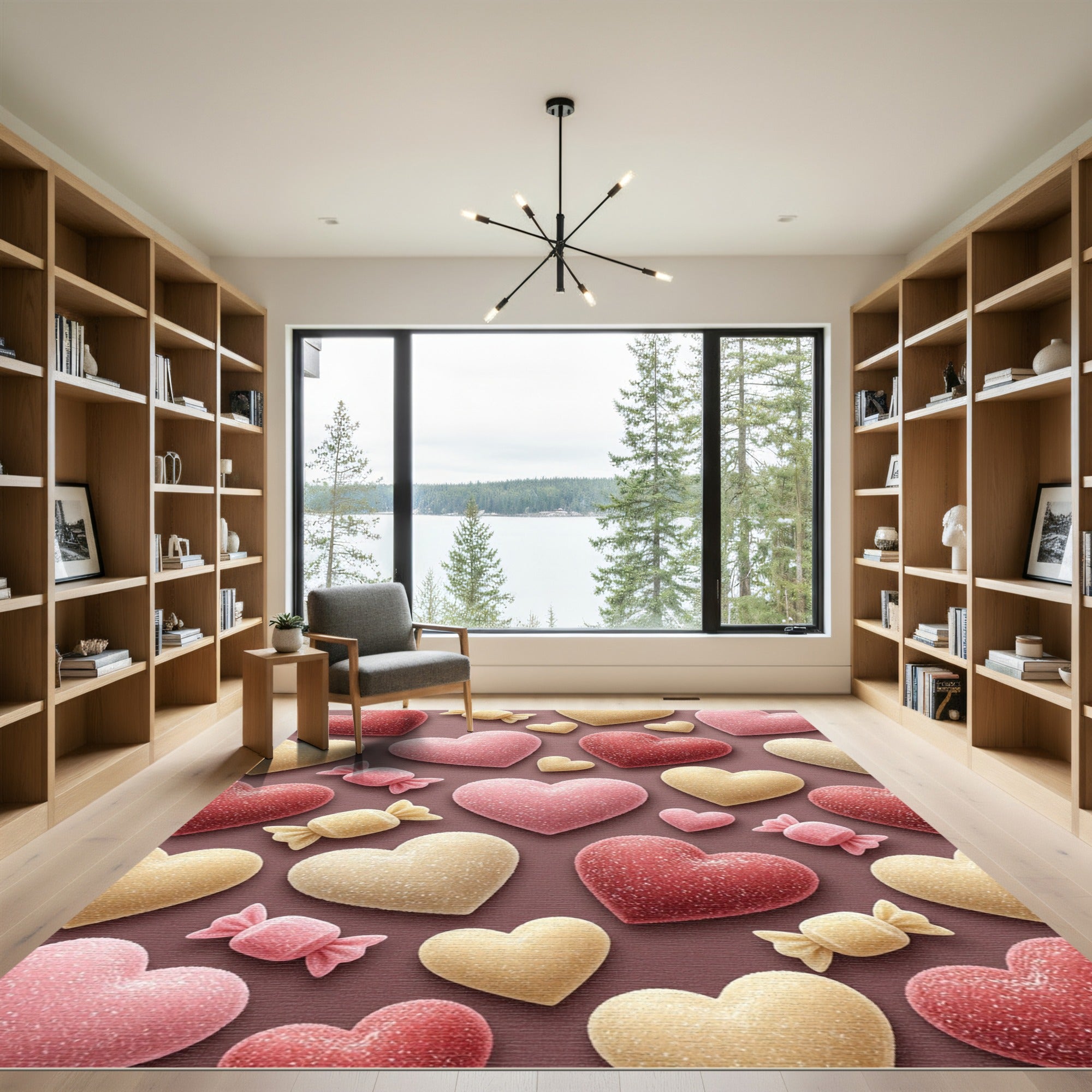 Sweet Heart And Candy Sugar Motif Rug