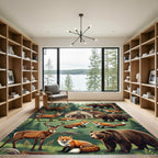 Forest Wildlife Woodland Animal Scene Rug