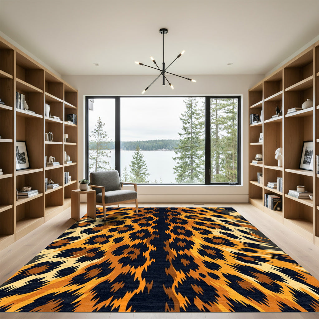 Jaguar Spots Black Orange Fur Abstraction Rug