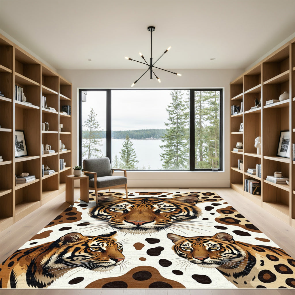 Vibrant Tiger Faces Animal Collage Rug