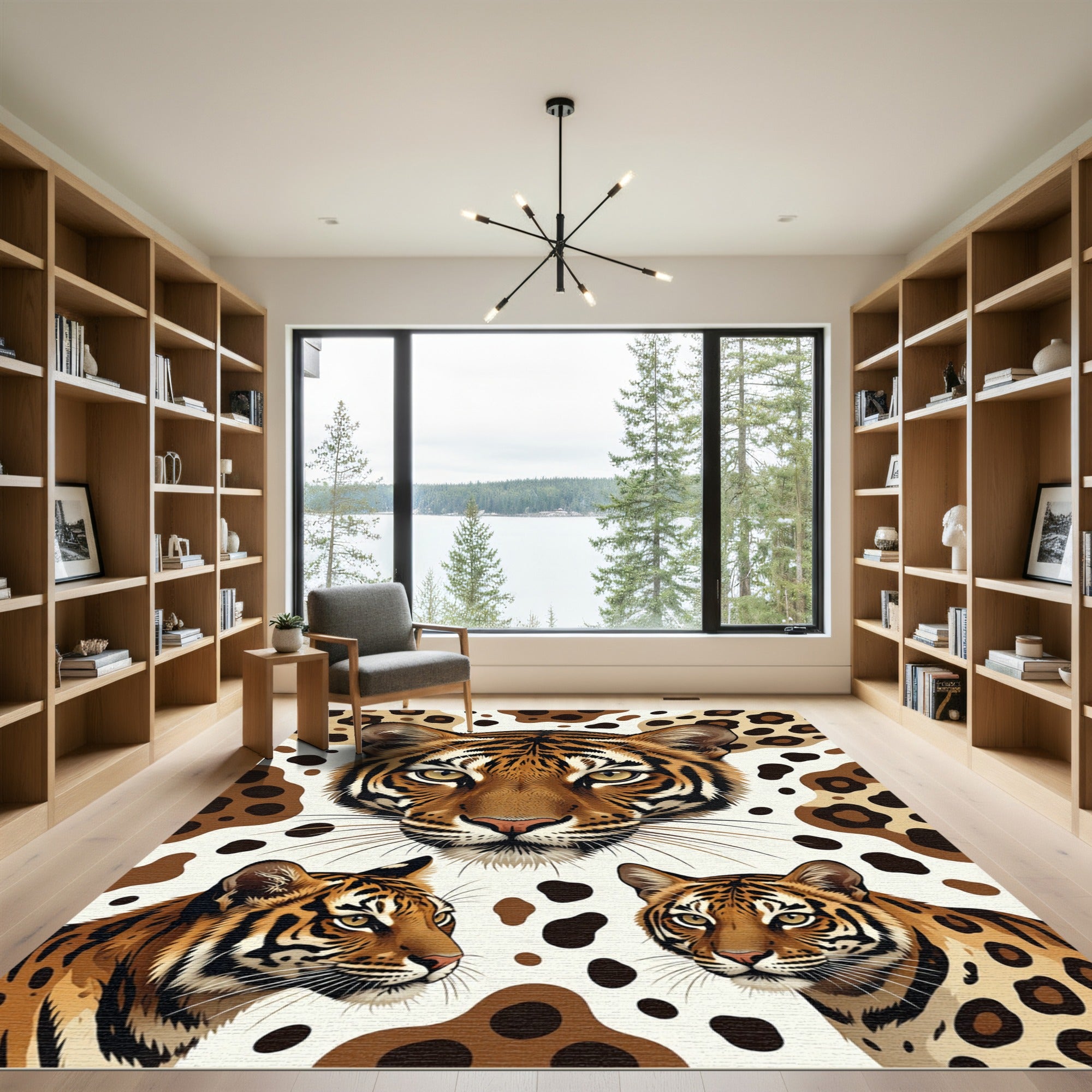 Vibrant Tiger Faces Animal Collage Rug