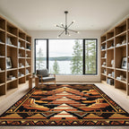 Earthy Terracotta Layered Ziggurat Geometric Rug