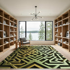 Golden Geometric Interlocking Abstract Lines Rug