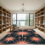Coral Sunburst Star Burst Rug