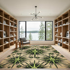 Midcentury Modern Olive Starburst Geometric Rug