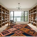Earthy Diamond Medallion Geometric Rug