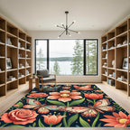Whimsical Butterfly and Pastel Floral Garden Rug