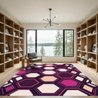 Vibrant Fuchsia Geometric Honeycomb Rug