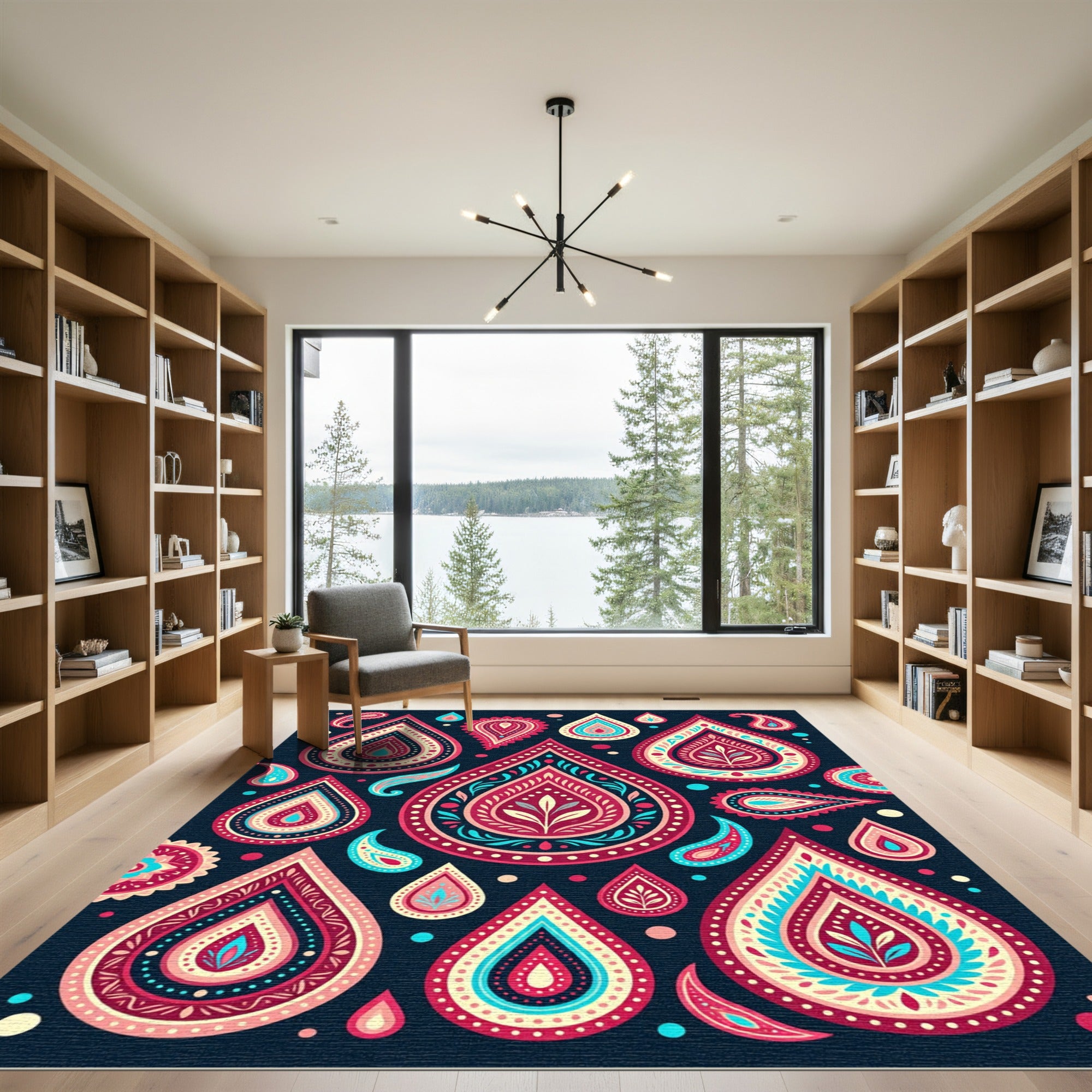 Vibrant Magenta Paisley Teardrop Arrangement Rug