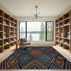 Dark Orange Gray Diamond Tribal Rug