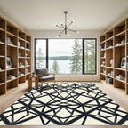 Monochrome Geometric Diamond Intersecting Lines Rug