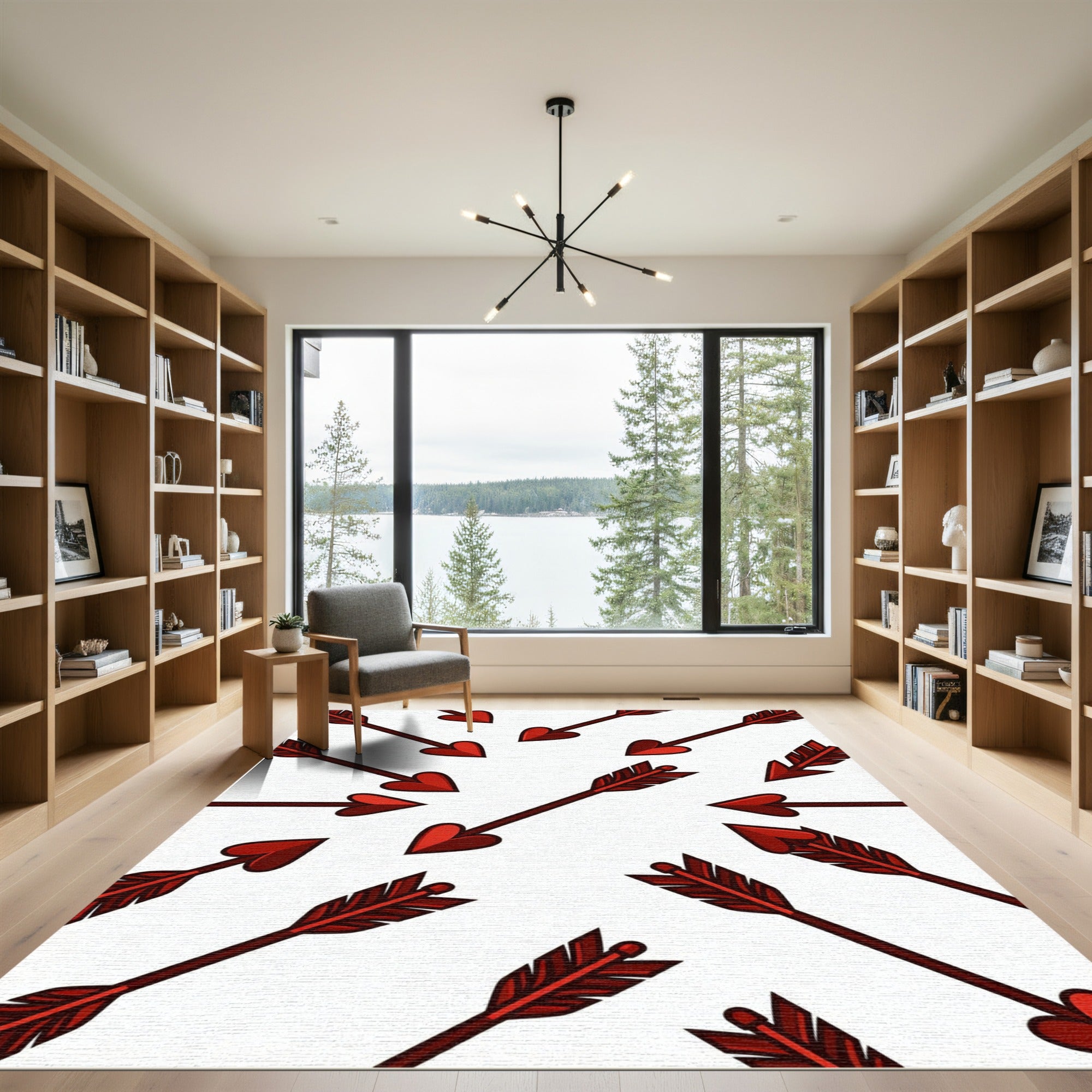 Charming Crimson Heart Arrow Toss Rug