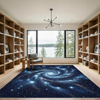 Cosmic Swirling Galaxy Blue Nebula Rug