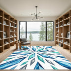 Radiant Blue Turquoise Geometric Crystal Burst Rug