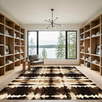 Brown Cream Abstract Starburst Mirror Rug