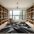 Monochrome Geometric Fractured Crystal Facet Rug