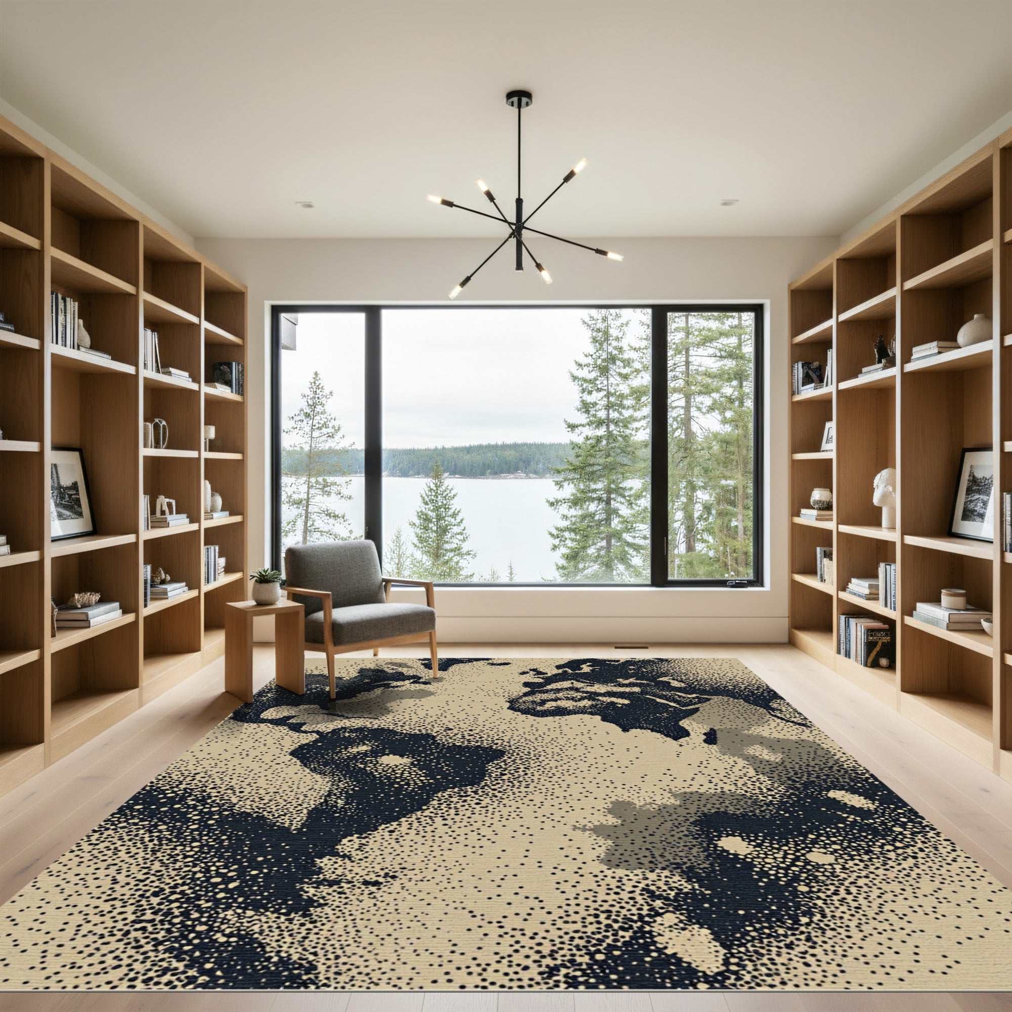 Sepia World Map Dot Texture Rug