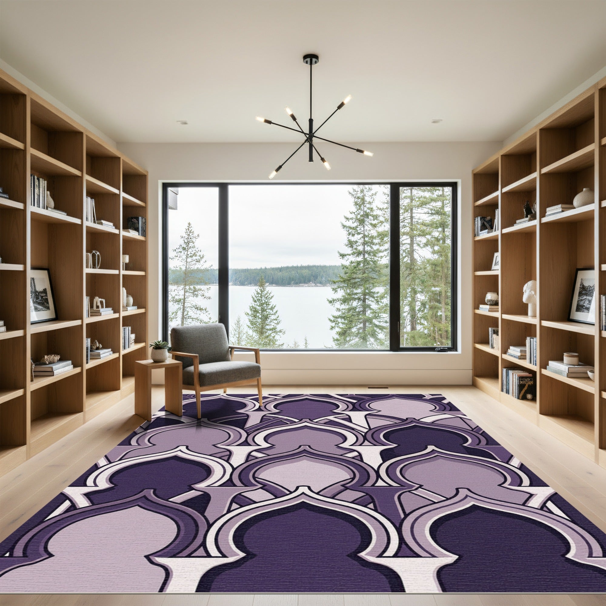 Elegant Purple Arch Geometric Tile Rug