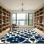 Deep Navy Abstract Polka Dot Wave Rug