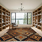 Earthy Geometric Brown Diamond Tile Rug