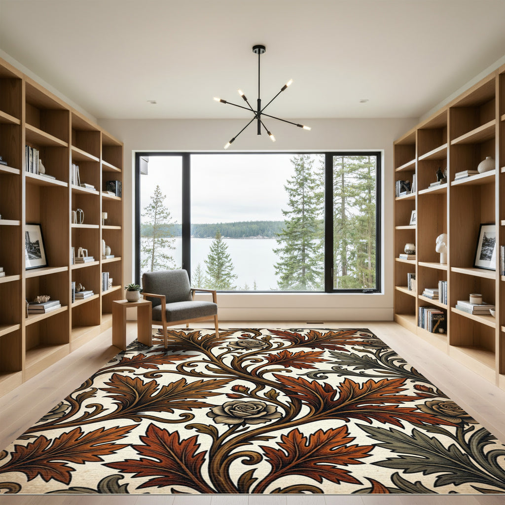 Vintage Autumnal Rose Foliage Rug