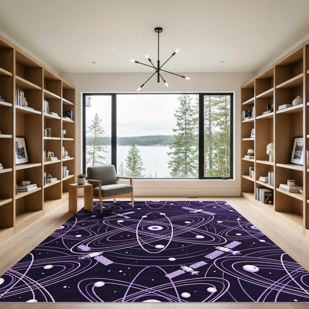 Purple Atom Satellite Cosmos Rug