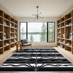 Modern Nautical Anchor Wave Stripe Rug