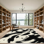 Bold Black Ink Swirl Abstract Rug