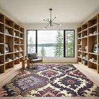 Elegant Damask Floral Plum and Cream Rug