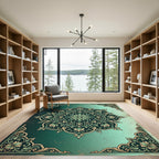 Emerald Botanical Floral Bloom Medallion Rug