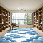 Dreamy Sky Blue Layered Cloud Rug