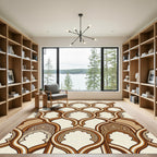 Elegant Golden Interlocking Archway Geometric Rug