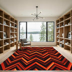 Vibrant Orange Red Chevron Zigzag Rug