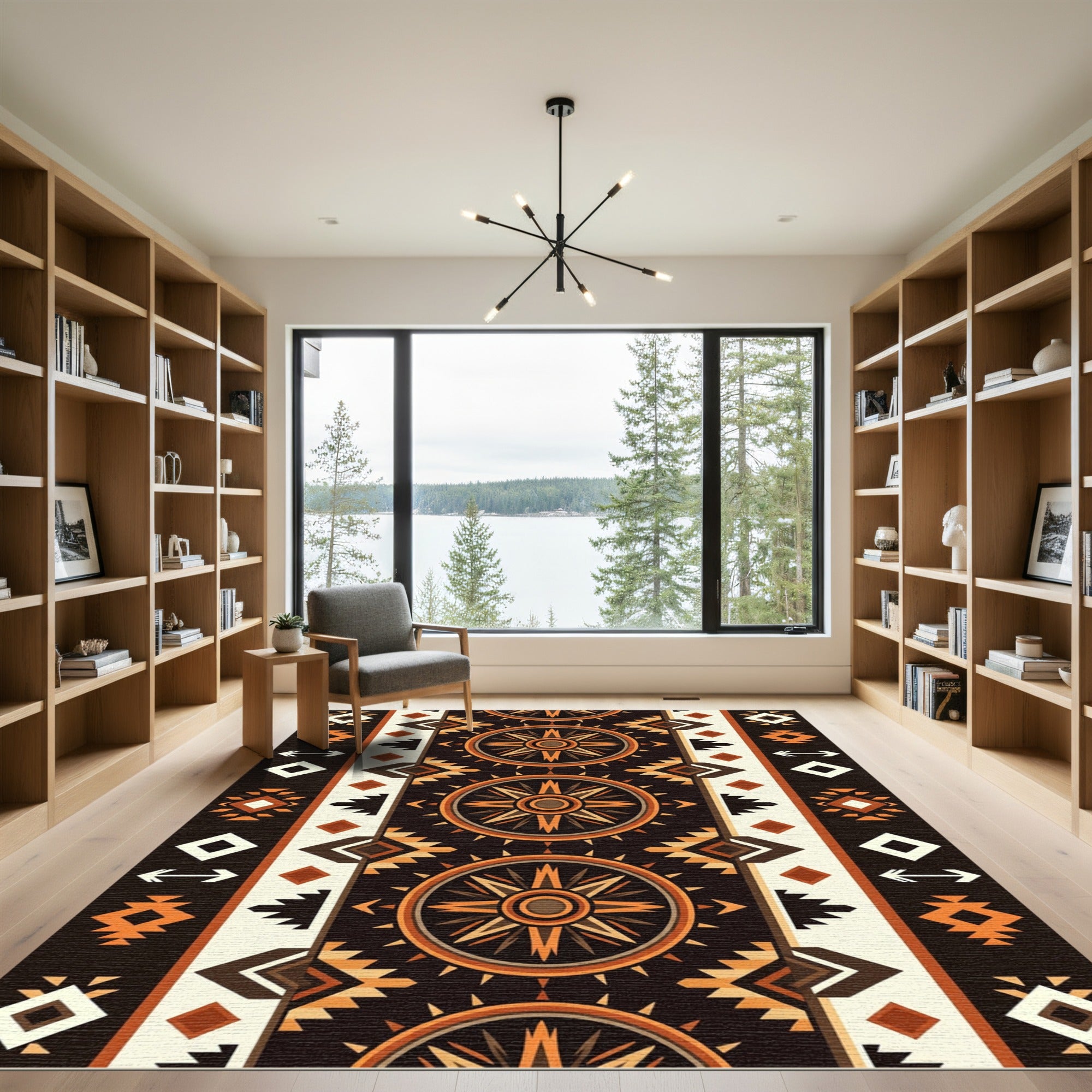 Earthy Southwestern Geometric Sun Burst Rug