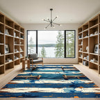 Coastal Blue Wood Splatter Water Rug