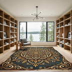 Golden Wheat Filigree Circular Medallion Rug