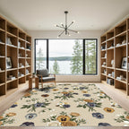 Vintage Rose and Pansy Garden Arrangement Rug