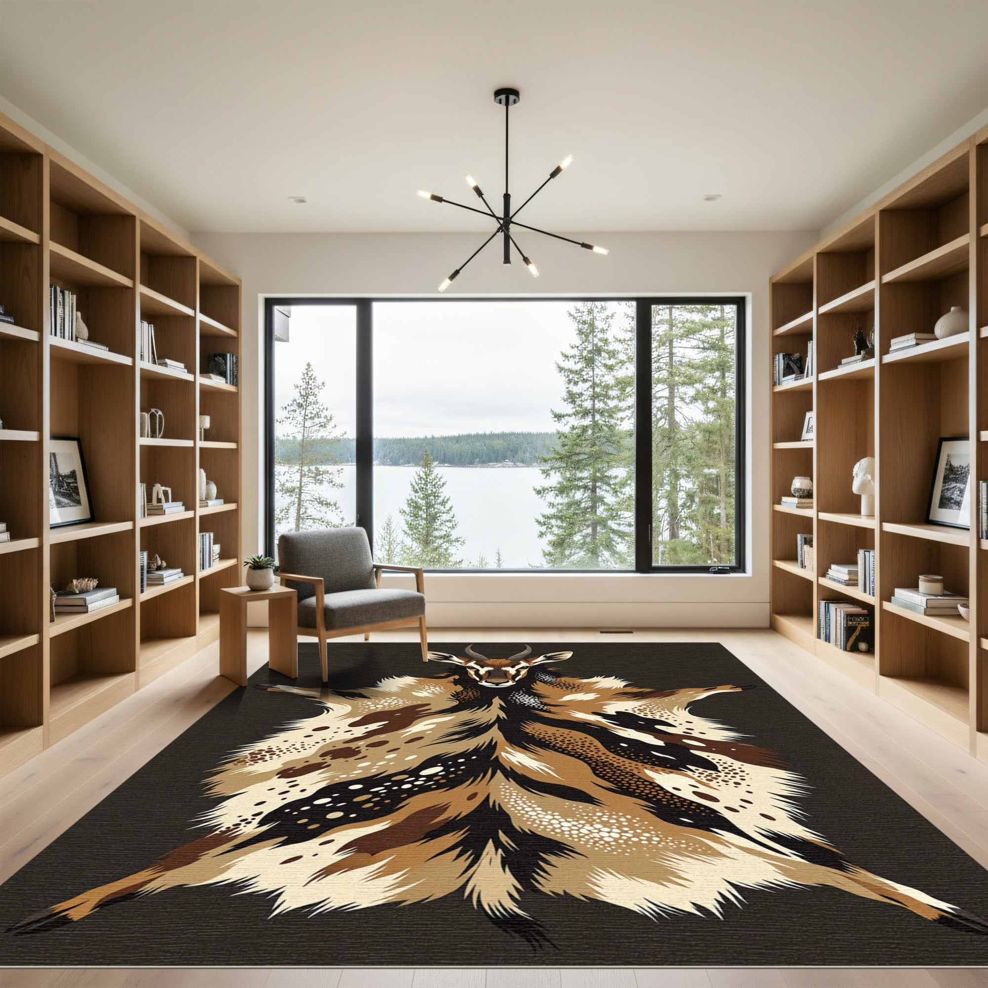 Abstract Antelope Pelt Earth Tone Rug