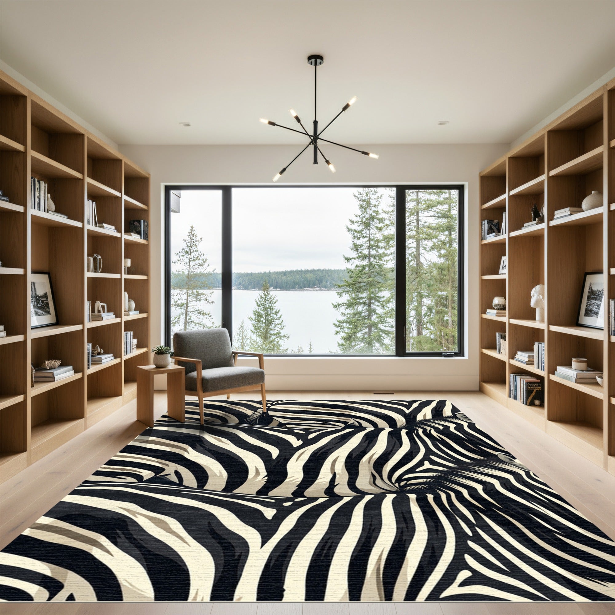 Wild Black Cream Zebra Texture Rug