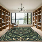 Dark Sage Ethereal Acanthus Foliage Flourish Rug