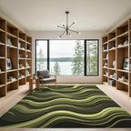 Olive Green Layered Stripe Rug