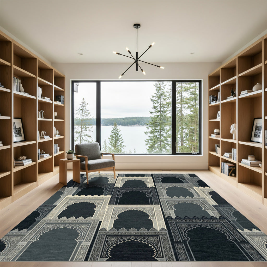 Monochromatic Archway Mosaic Repeating Pattern Rug