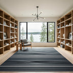 Silver Metallic Wavy Stripe Composition Rug
