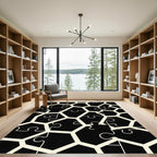 Modern Monochrome Interlocking Puzzle Tile Rug